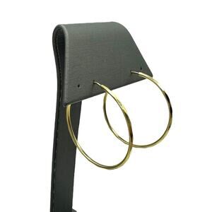 14K Yellow Gold Hex Texture Hoop Earrings (3140)